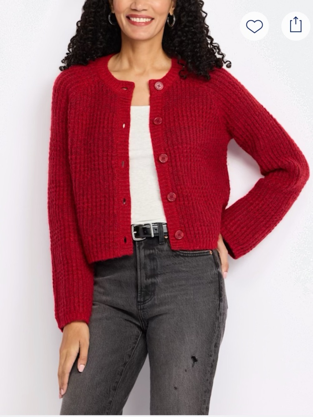 stitches&stripes Jane Cropped Cardigan in Red  l Button-Front Cardigan Sweater